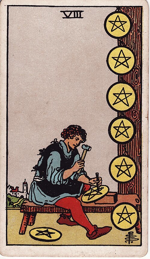 Eight of Pentacles, Rider-Waite-Smith tarot card
