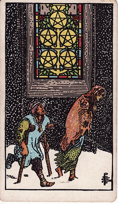 Five of Pentacles, Rider-Waite-Smith tarot card