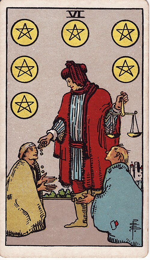 Six of Pentacles, Rider-Waite-Smith tarot card