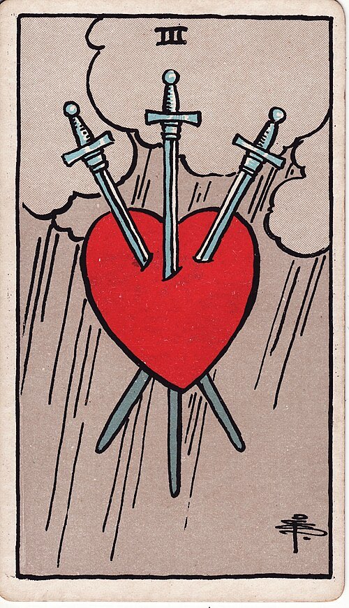 Three of Swords, Rider-Waite-Smith tarot card