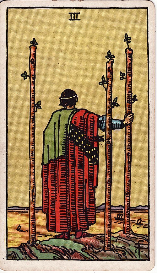 Three of Wands, Rider-Waite-Smith tarot card
